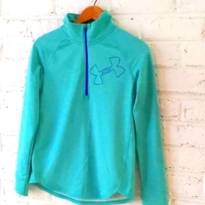 Under armor, long sleeve, turquoise turtleneck. YXL / JTG / EG.